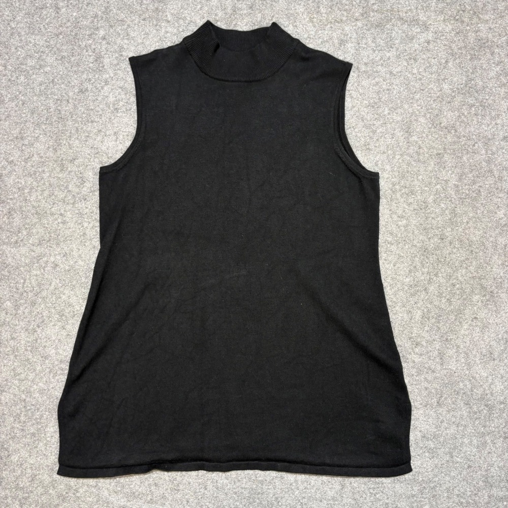 JM Collection Women Black Sleeveless Mock Neck Knit Top Shell Size M
